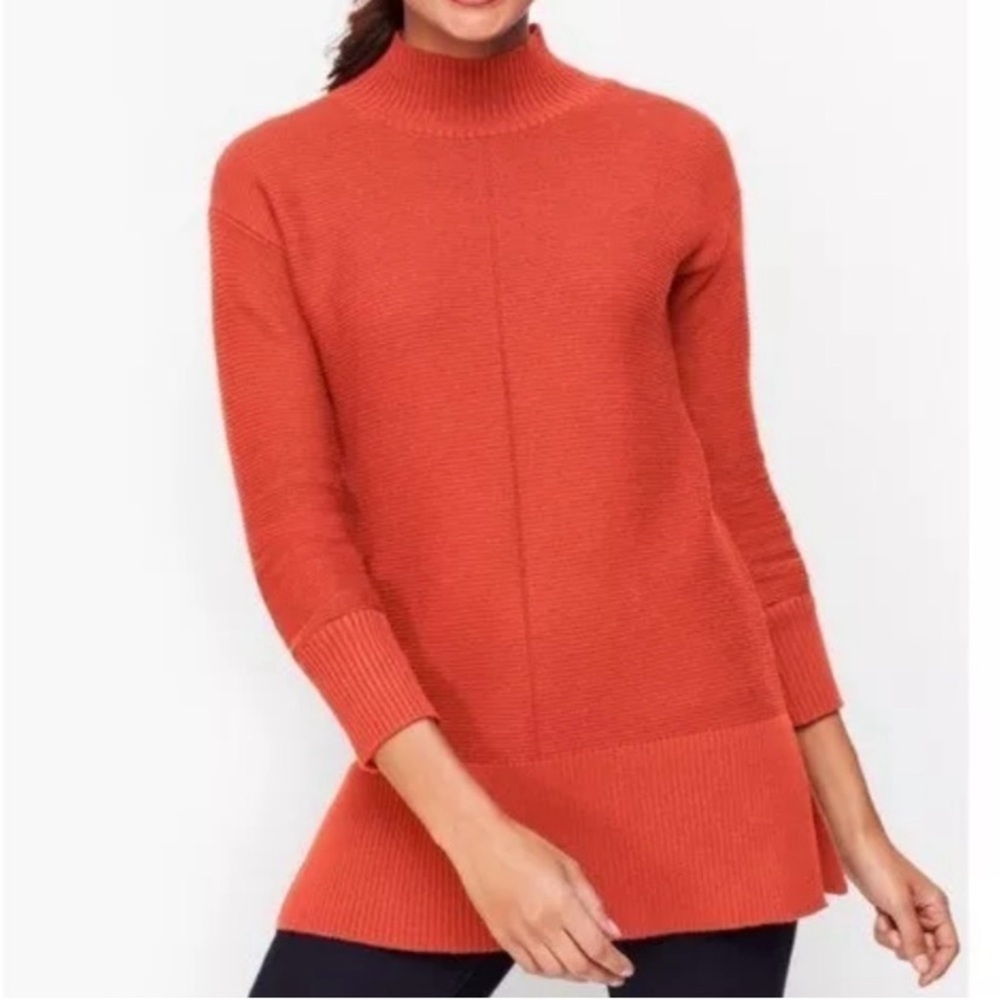 Talbots burnt orange mock neck tunic sweater size medium